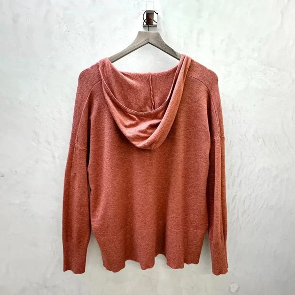 Dreamers || Rust Orange Middle Seam V Neck Hoodie M / L - Picture 2 of 2